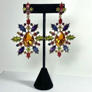 Colorful Glam Rhinestone Dangle pierced earrings